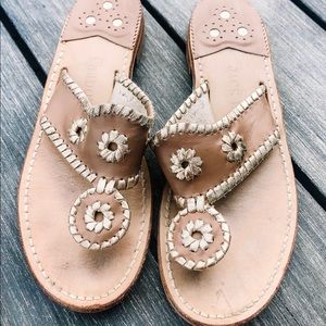 Jack Rogers Sz 8 Brown and Gold Sandals